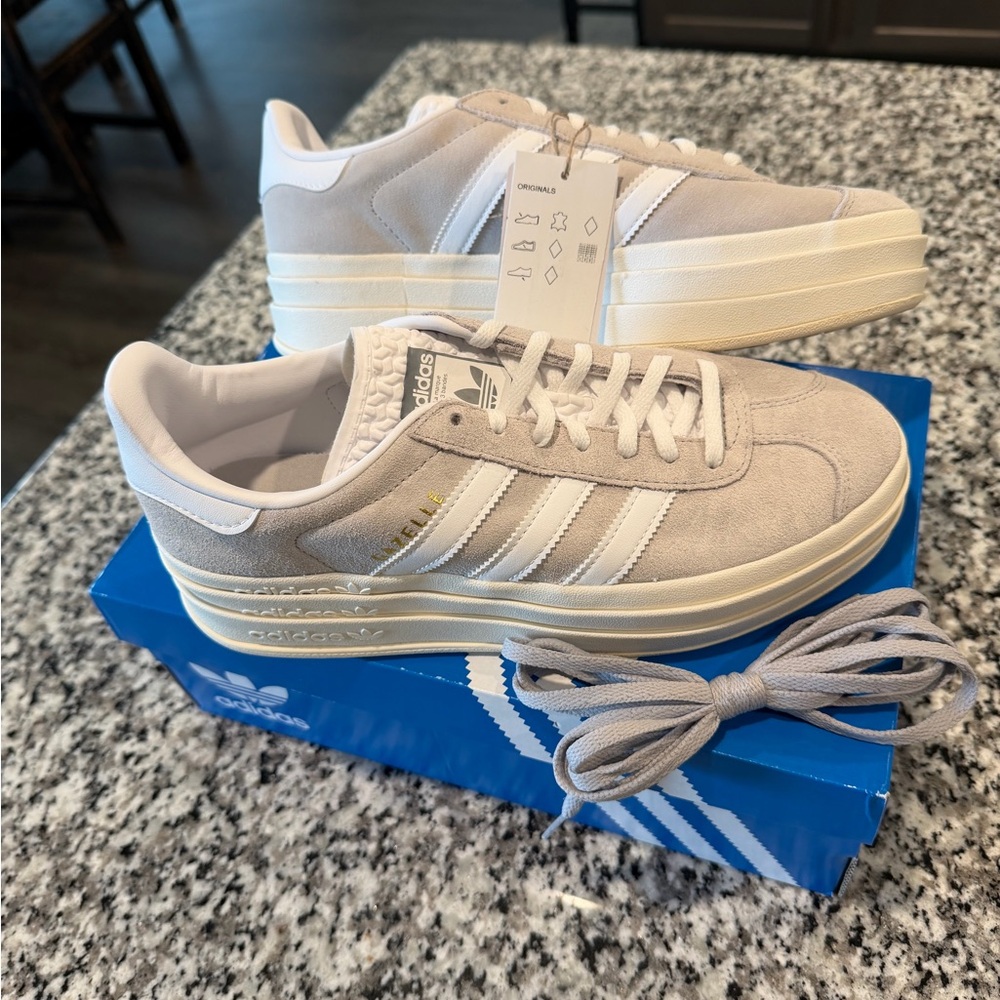 Adidas Cream and White Platform Sneakers